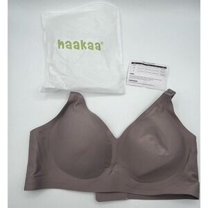 Haakaa Seamless Nursing Bra XL Taupe‎ New Wireless w Extender & Pouch